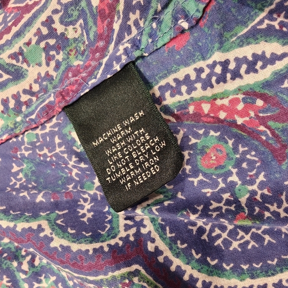 Lauren Ralph Lauren Paisley Top Size Medium. Blue Purple Green - Picture 4 of 8